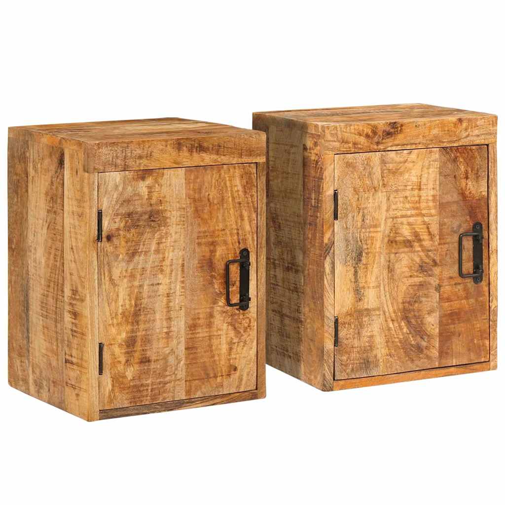 Nightstand 2 pcs Brown Solid mango wood