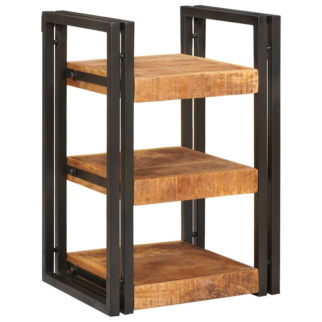 Naktinis staliukas 2 pcs Ruda ir juoda Kietas mango medis