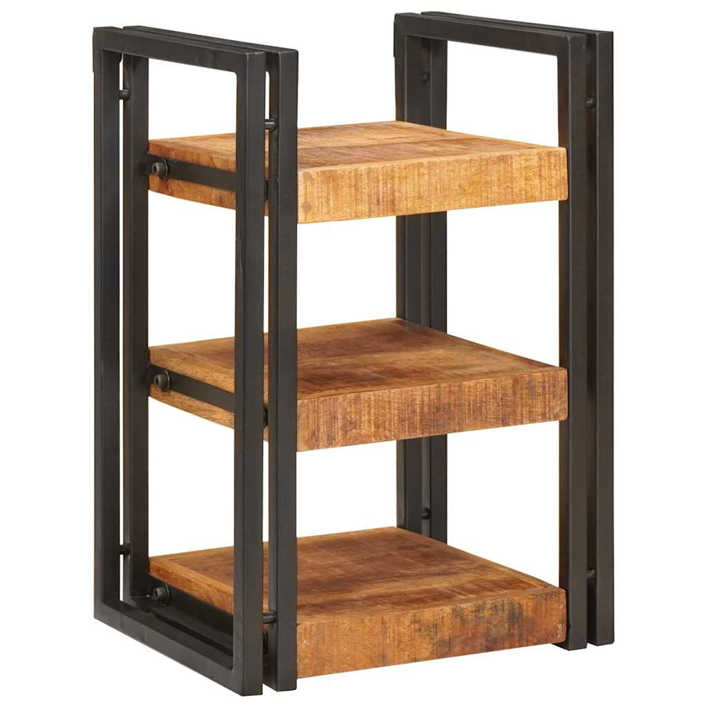 Naktinis staliukas 2 pcs Ruda ir juoda Kietas mango medis