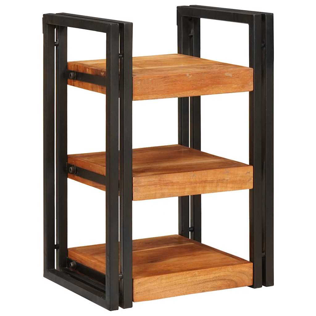 Naktinis staliukas 2 pcs Ruda ir juoda Solu medžio acacija
