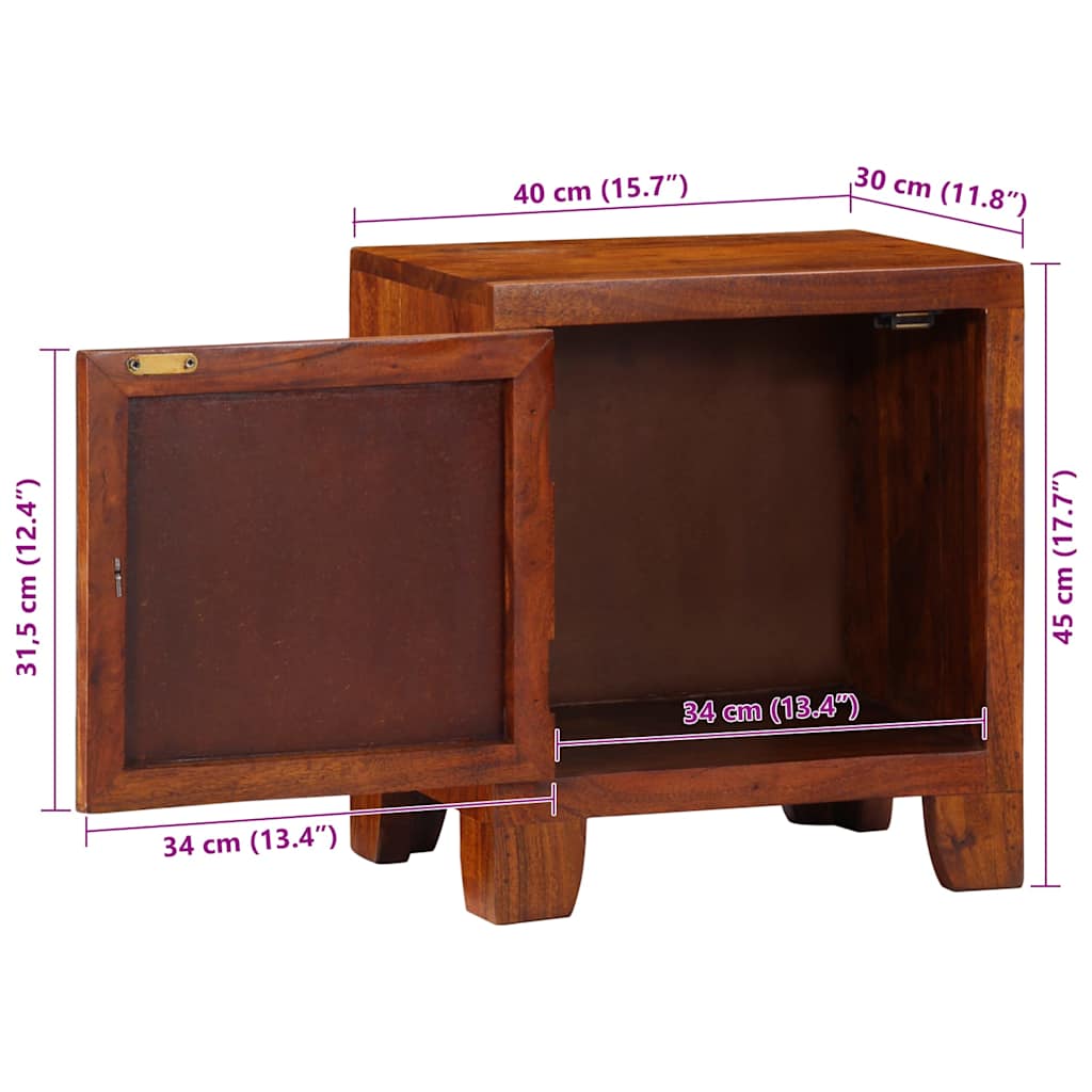 naktinė spintelė 2 vnt 40x30x45 cm akacijos masyvo