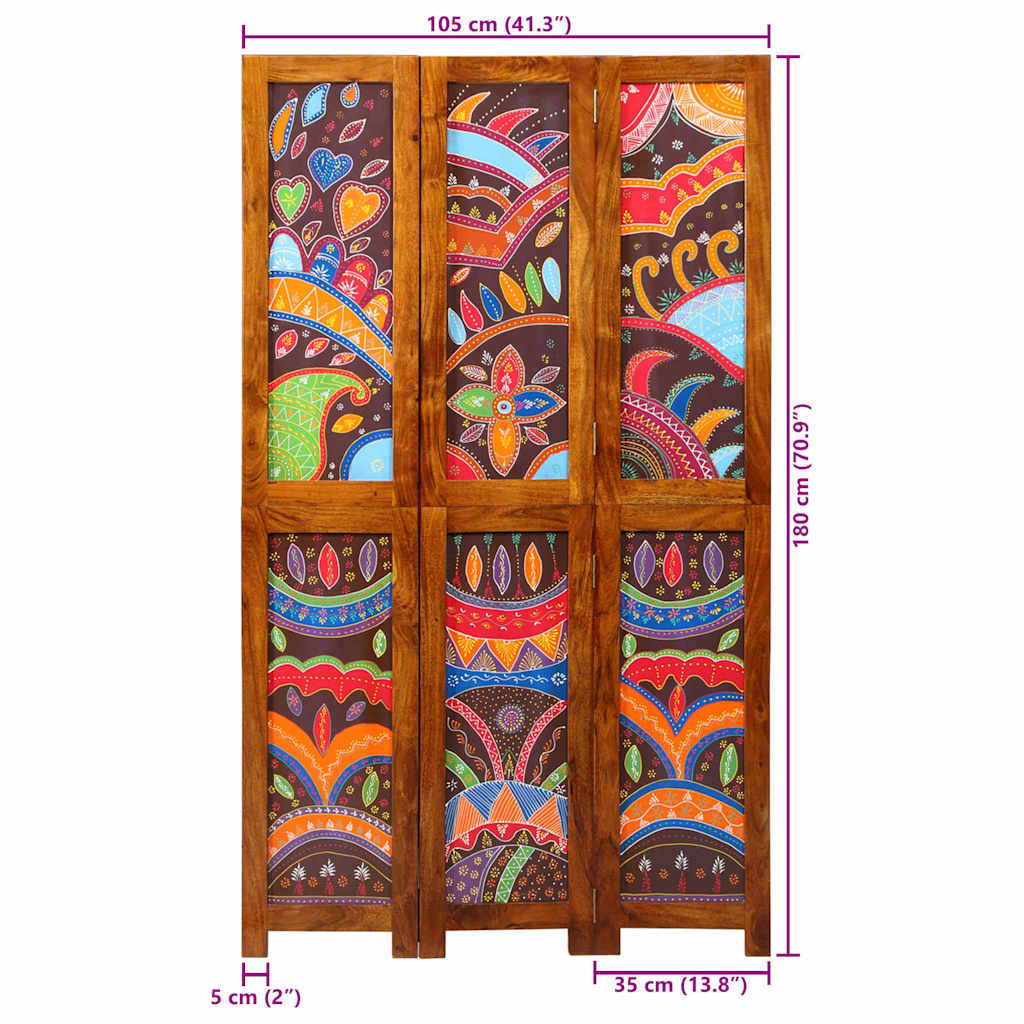 Erdvių Atskyrimas 3 Panelių Medaus Rudos Spalvos 35x1.5x160 cm Tvirtos Acacijos Medienos