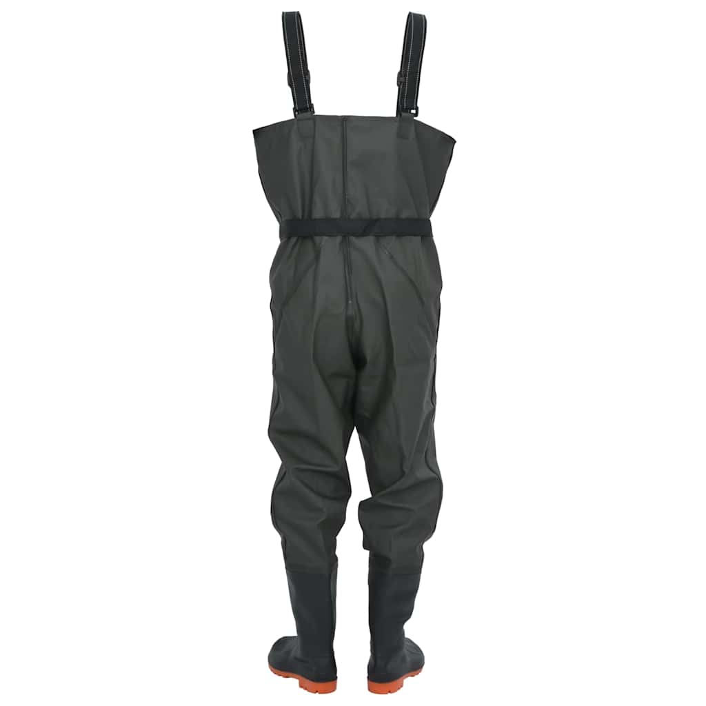 Waders with boots and a belt, dark green, size 40