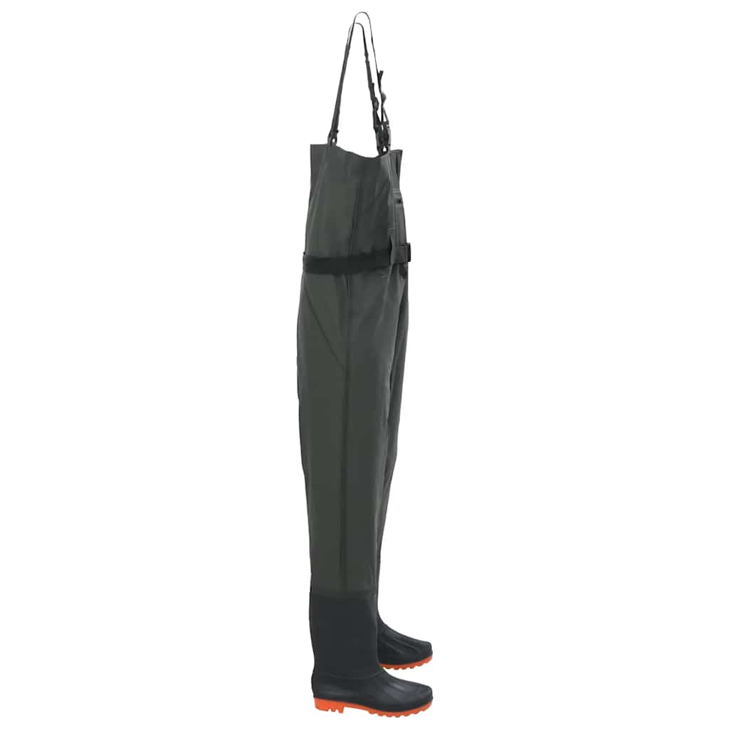 Waders with boots and belt, dark green, size 44