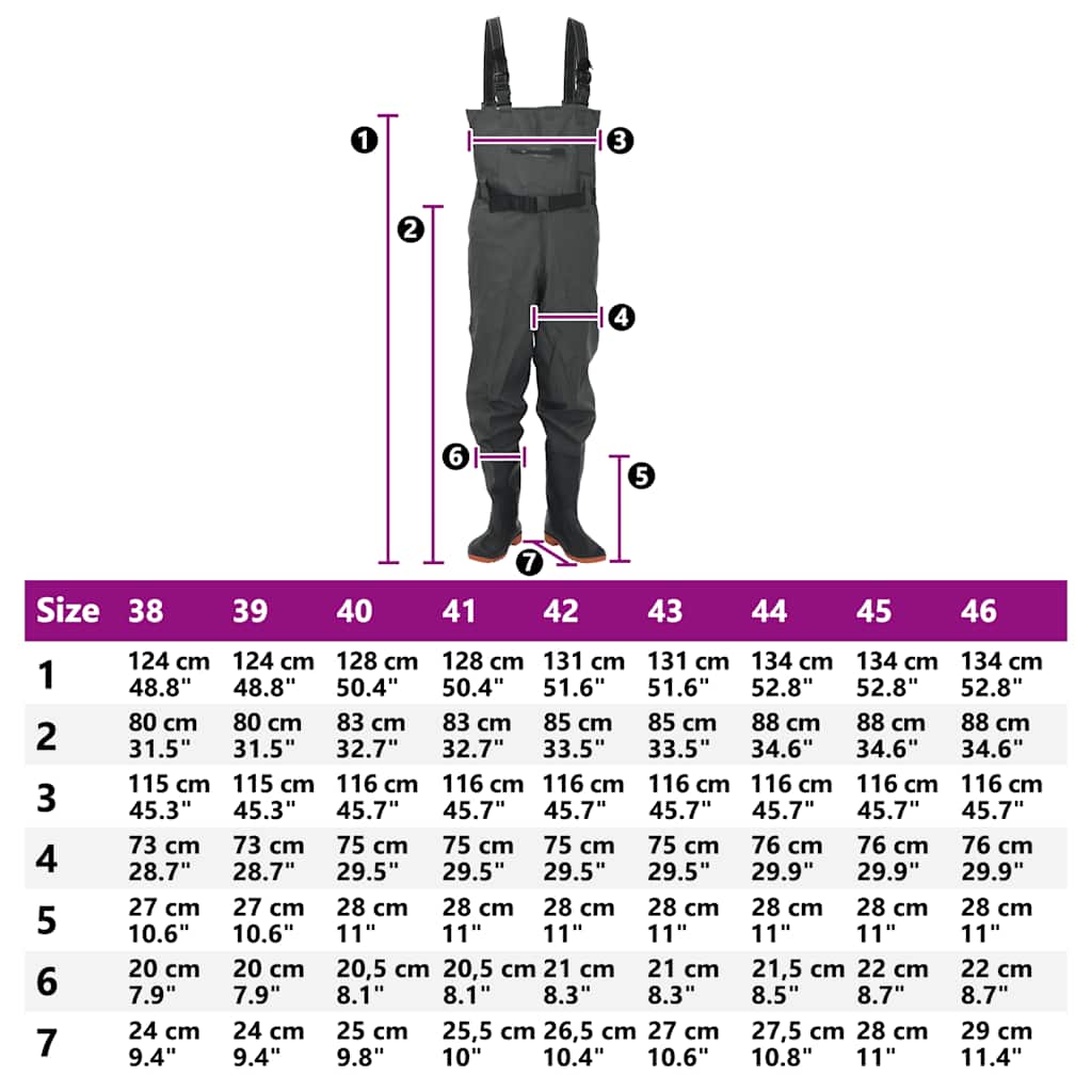Waders with boots and belt, dark green, size 46