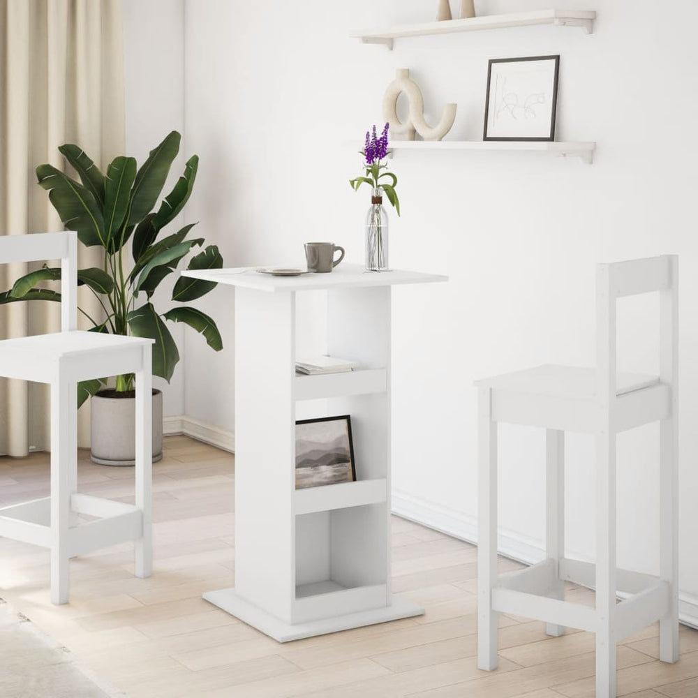 Bar table with shelf, white, 60x60x102cm, engineered wood