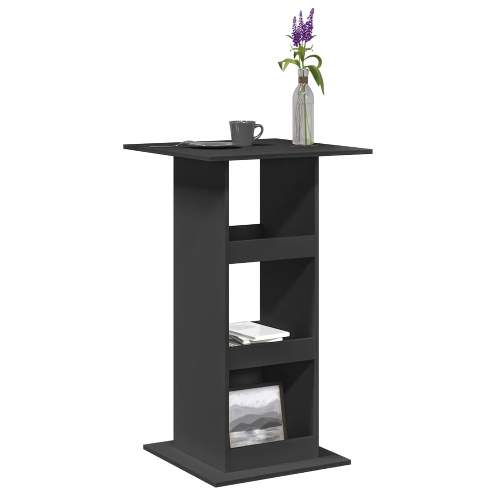 Bar table with shelf, black, 60x60x102cm, engineered wood