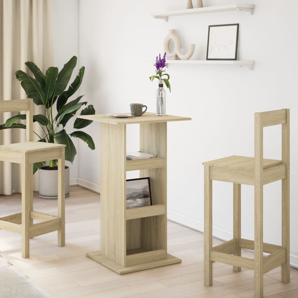 Bar table with shelf, oak, 60x60x102cm, treated wood
