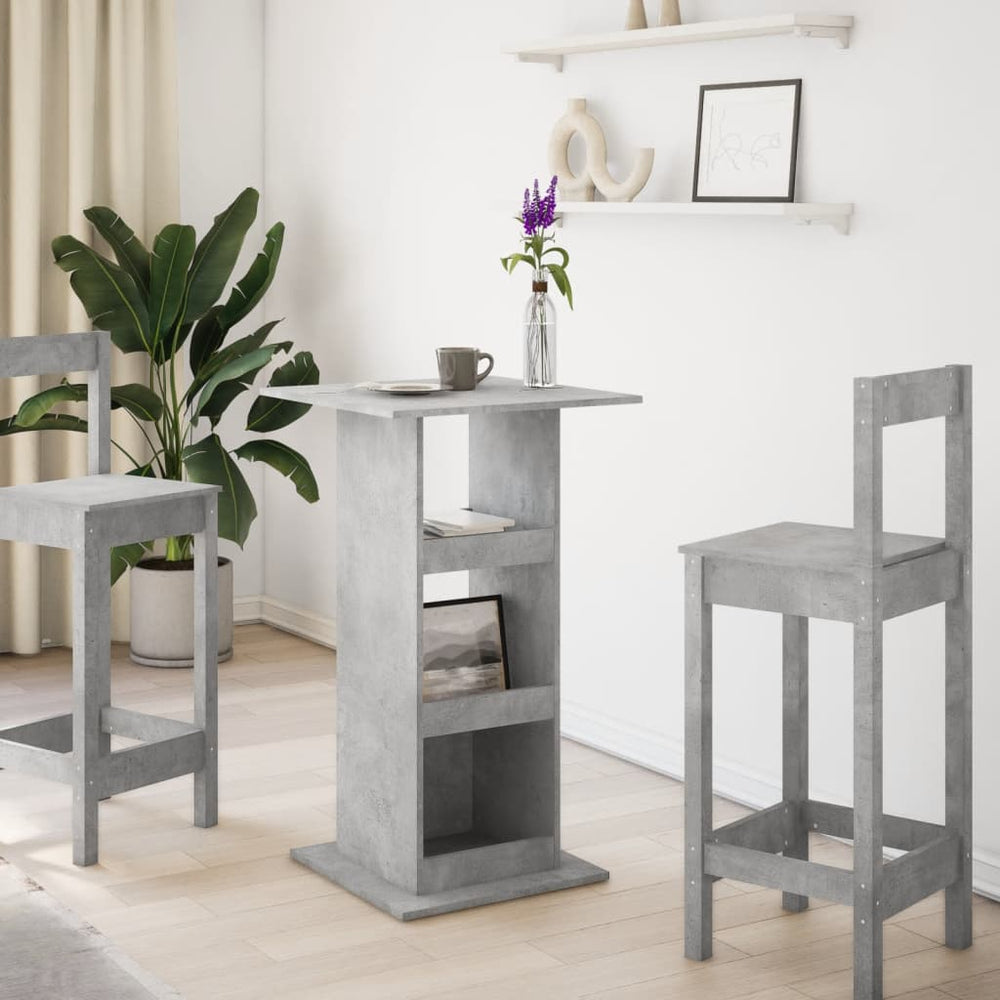 Bar table with shelf, concrete, 60x60x102cm, treated wood