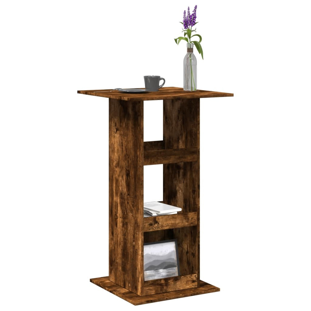 Bar table with shelf, smoky oak, 60x60x102cm, wood