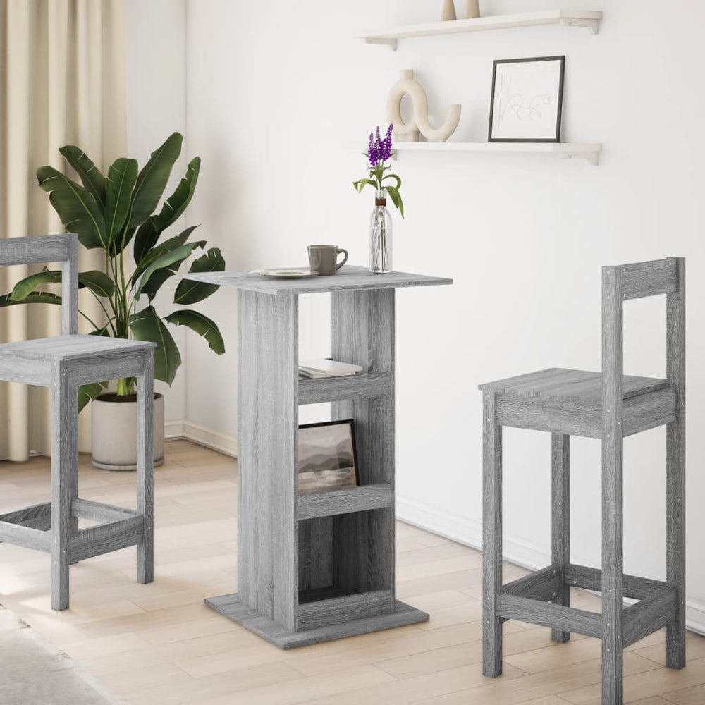 Bar table with shelf, grey oak, 60x60x102cm, wood