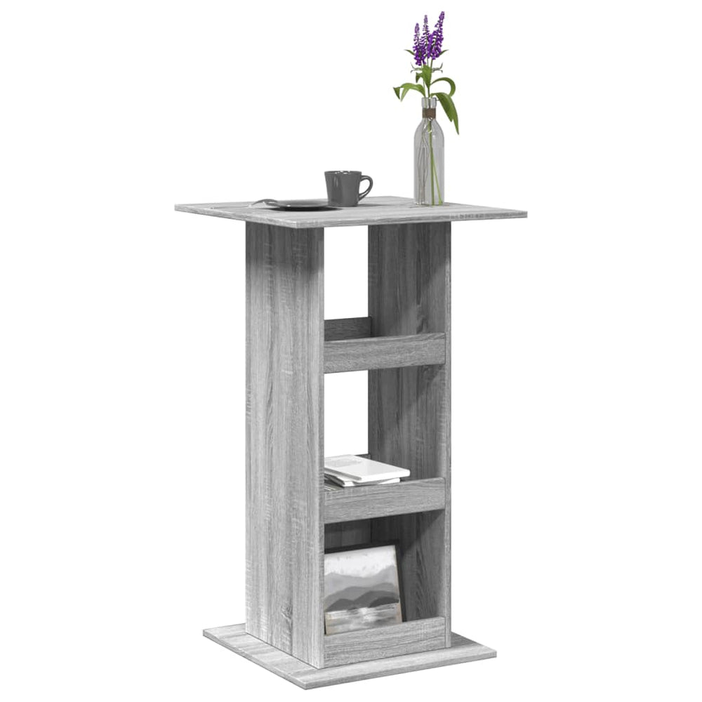 Bar table with shelf, grey oak, 60x60x102cm, wood