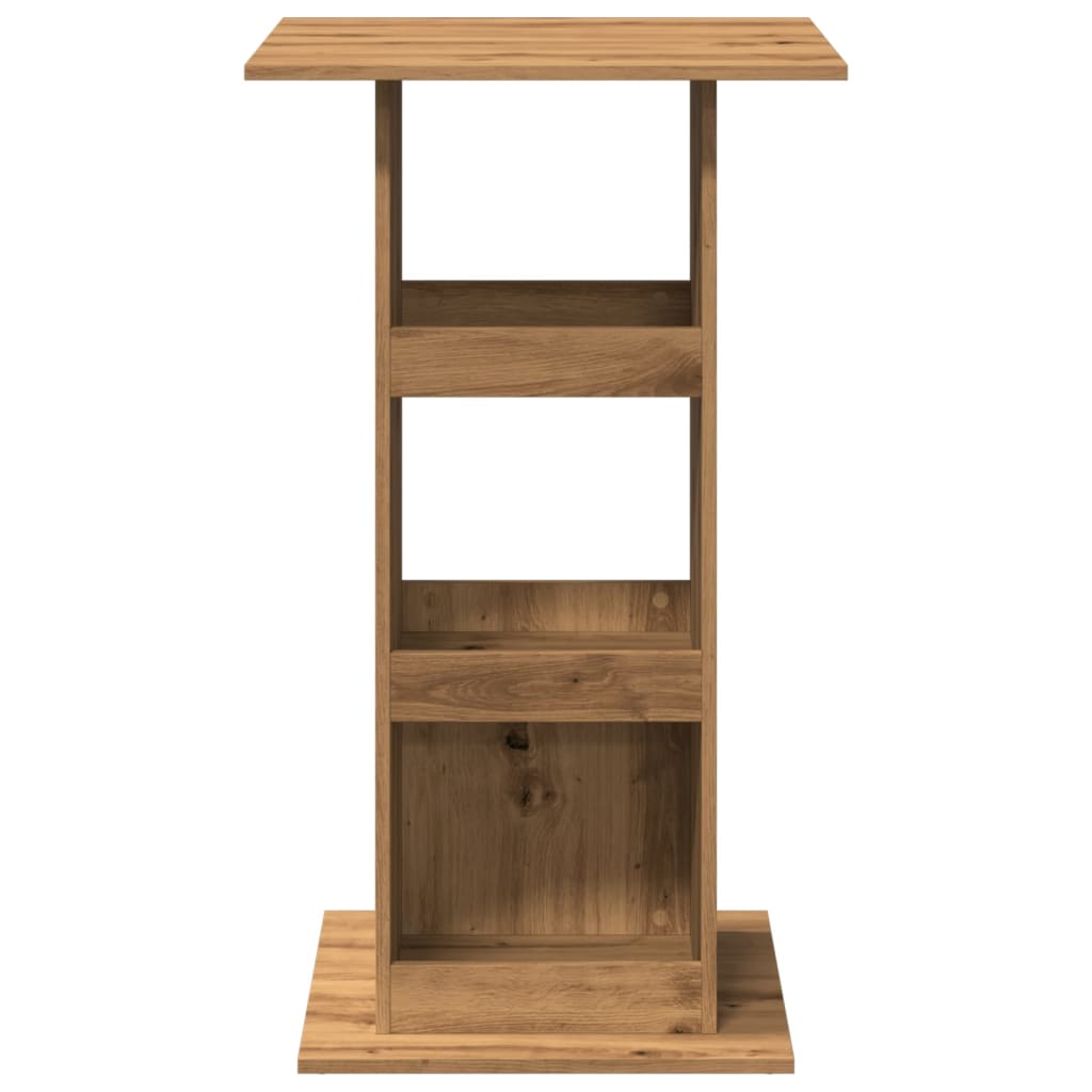 Bar table with shelf, artisan oak, 60x60x102cm, wood