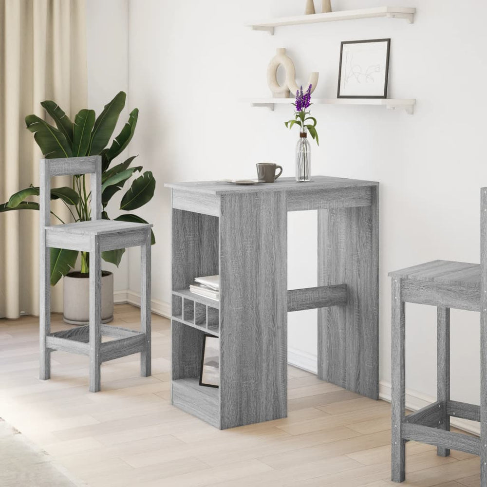 Bar Table with Holders, Grey, 90x47.5x103.5cm, Wood
