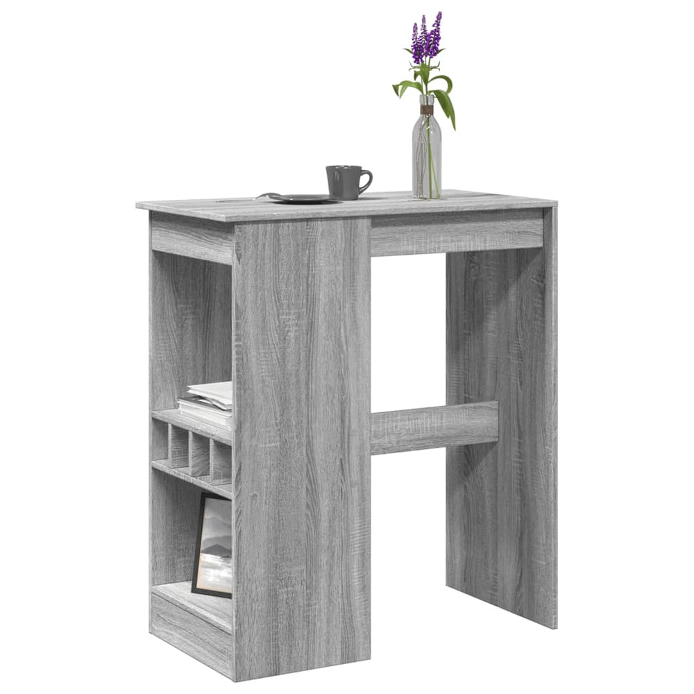 Bar Table with Holders, Grey, 90x47.5x103.5cm, Wood