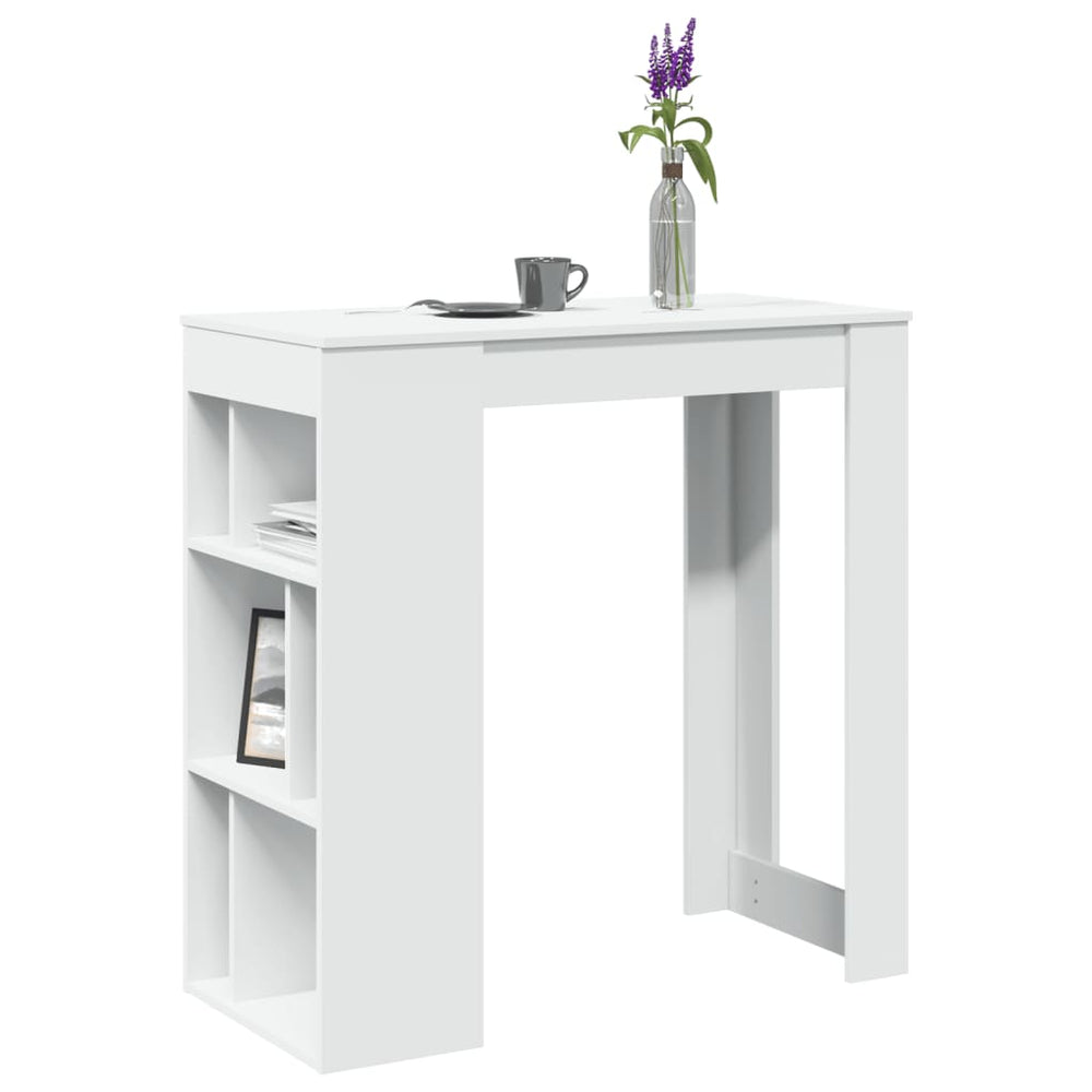 Bar table with shelves, white, 102x50x103.5cm, wood