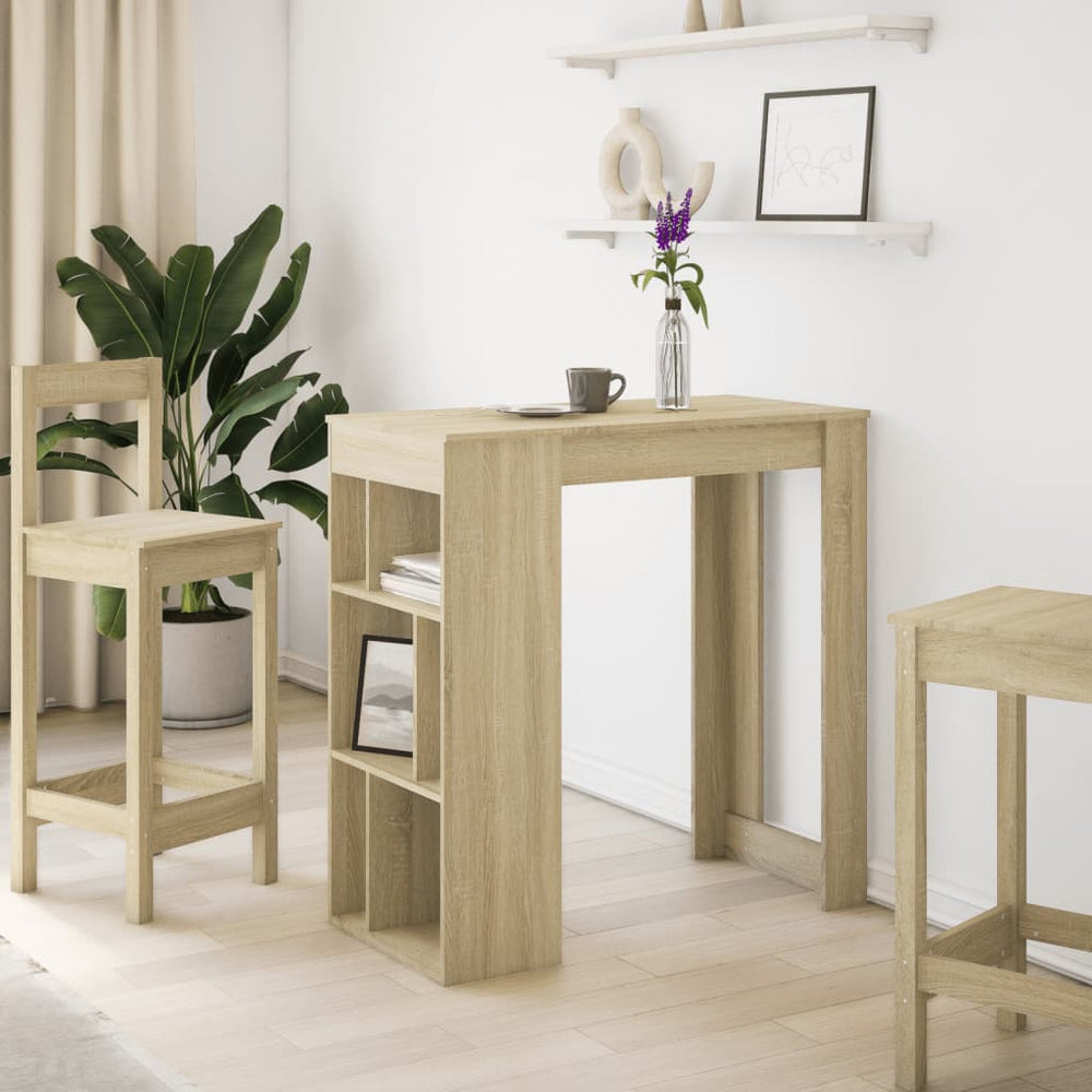 Bar table with shelves, oak, 102x50x103.5cm, wood