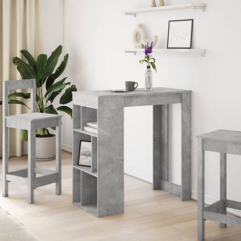 Bar table with shelves, concrete, 102x50x103.5cm, wood