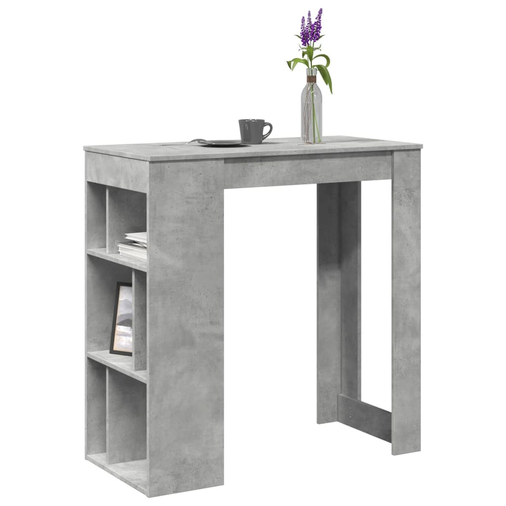 Bar table with shelves, concrete, 102x50x103.5cm, wood