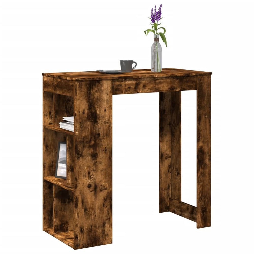Bar table with shelves, smoke, 102x50x103.5cm, wood