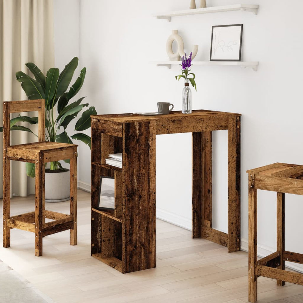 Bar table with shelves, wood, 102x50x103.5cm, wooden
