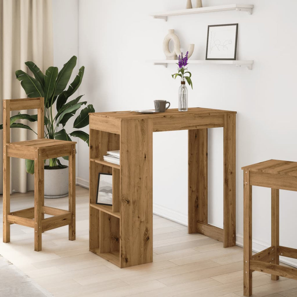 Bar table with shelves, artisan, 102x50x103.5cm, wood
