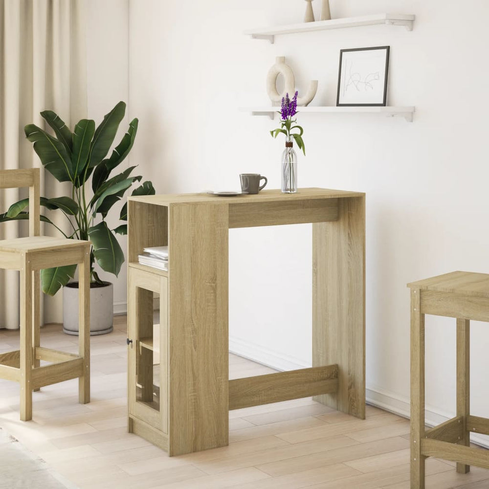 Bar table with shelves, oak, 101x40x103.5cm, wood