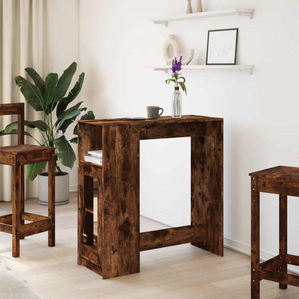 Bar table with shelves, smoked, 101x40x103.5cm, wood