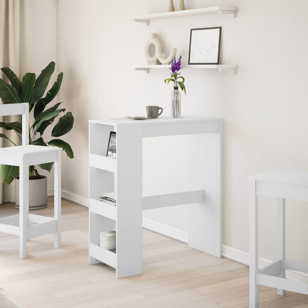 Bar table with shelves, white, 90x40x103.5cm, wood