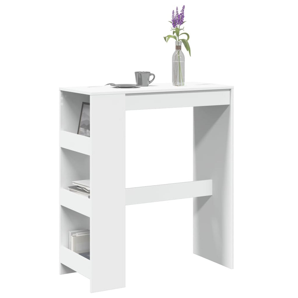 Bar table with shelves, white, 90x40x103.5cm, wood