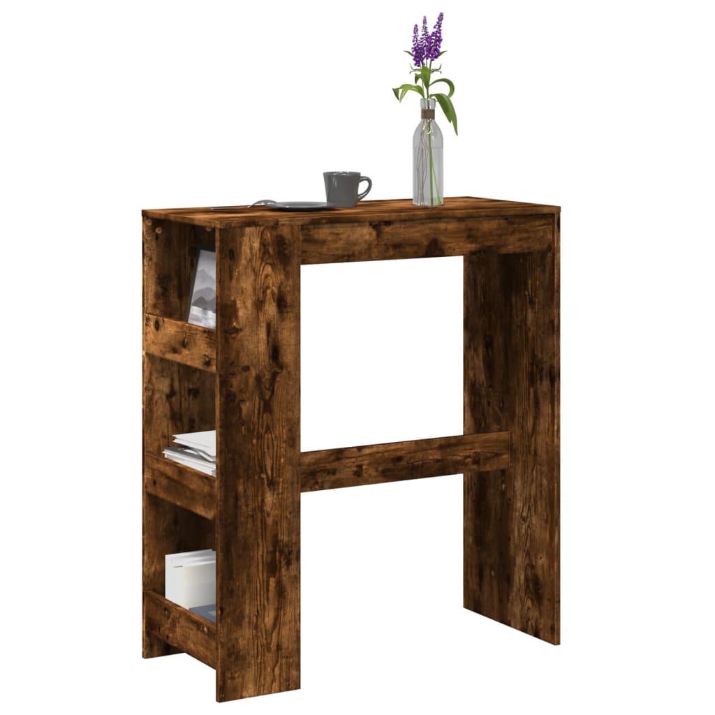 Bar table with shelves, smoky, 90x40x103.5cm, wood