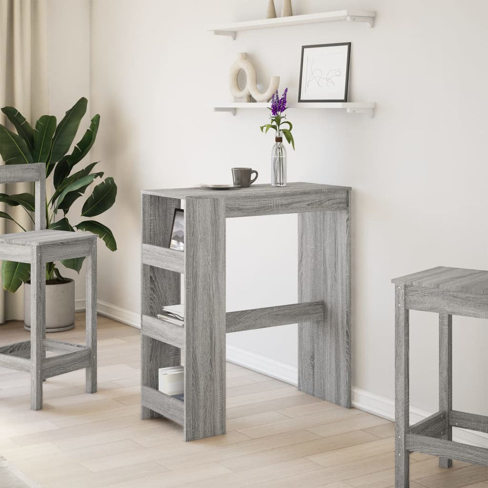 Bar table with shelves, grey, 90x40x103.5cm, wood