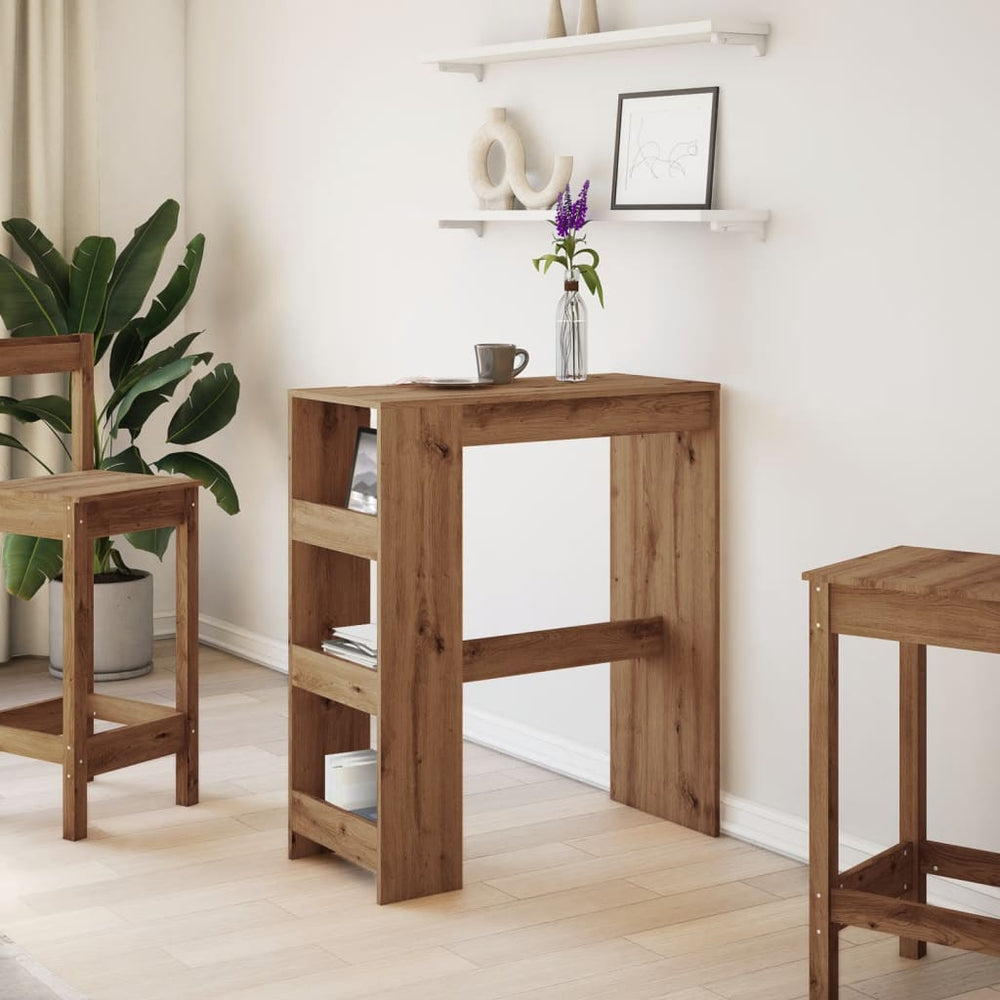 Bar table with shelves, artisan, 90x40x103.5cm, wood