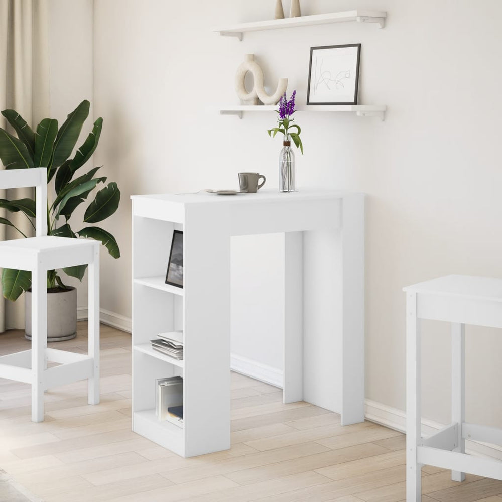 Bar table with shelves, white, 95x47x103.5cm, wood