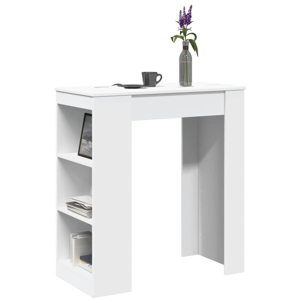 Bar table with shelves, white, 95x47x103.5cm, wood