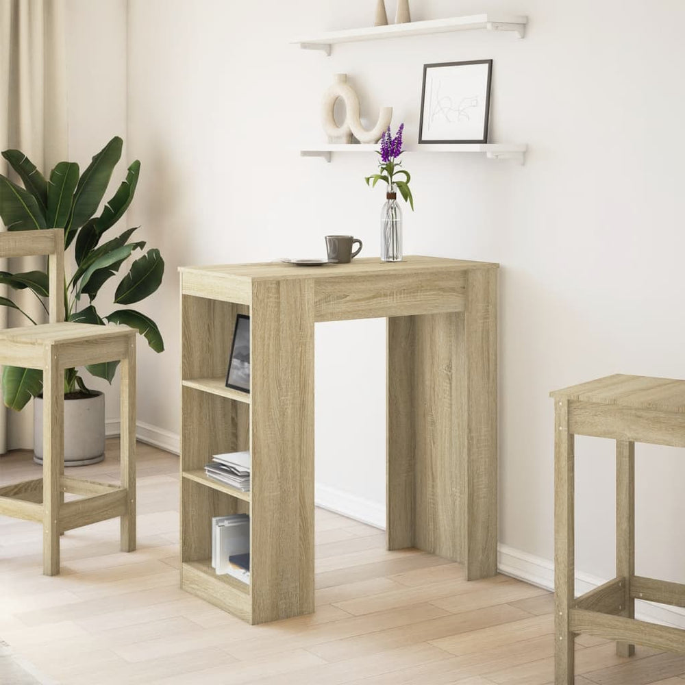 Bar table with shelves, oak, 95x47x103.5cm, wood