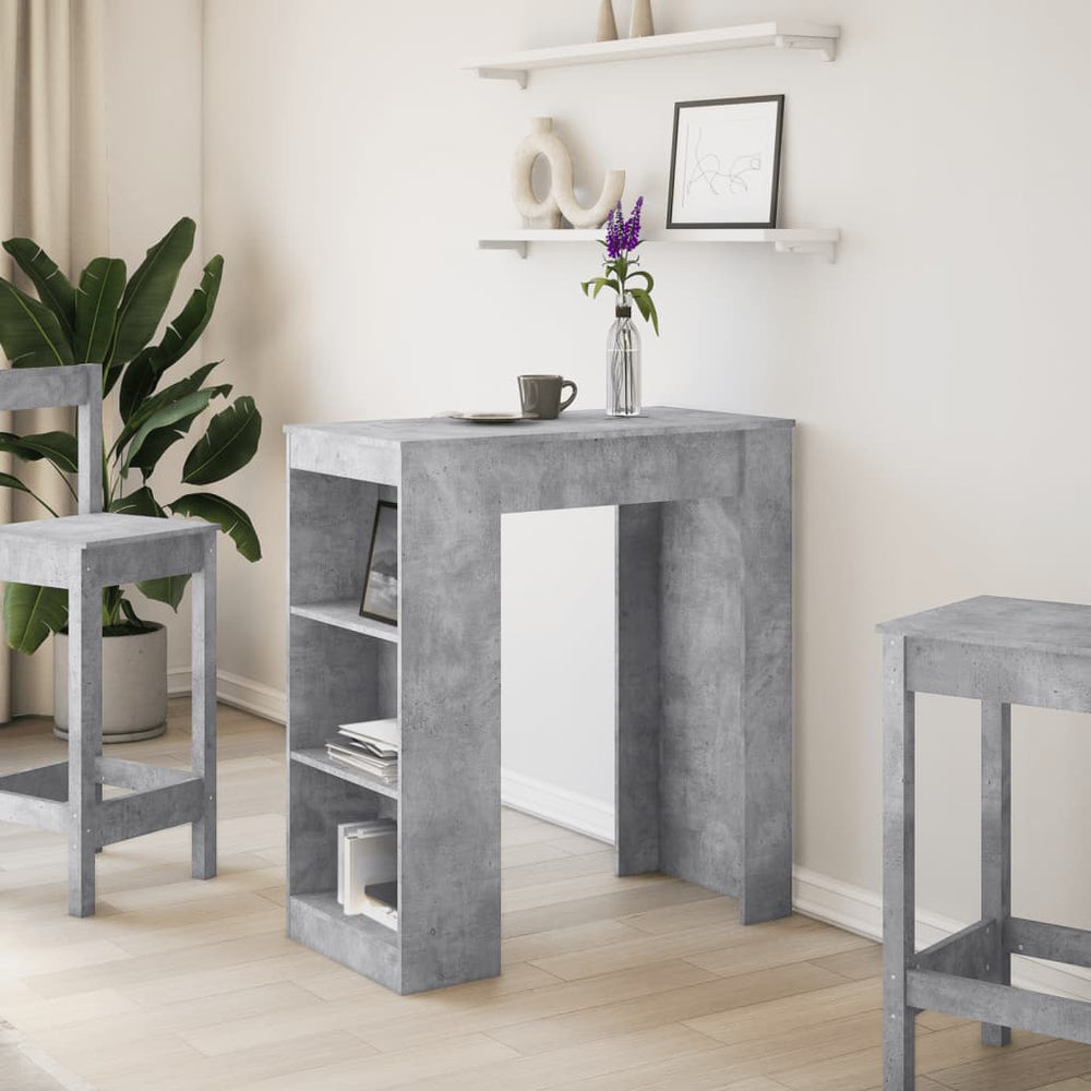 Bar table with shelves, concrete, 95x47x103.5cm, wood