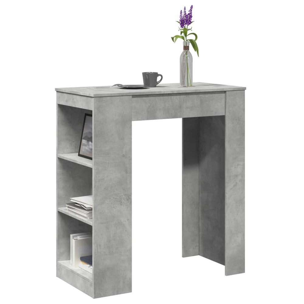 Bar table with shelves, concrete, 95x47x103.5cm, wood