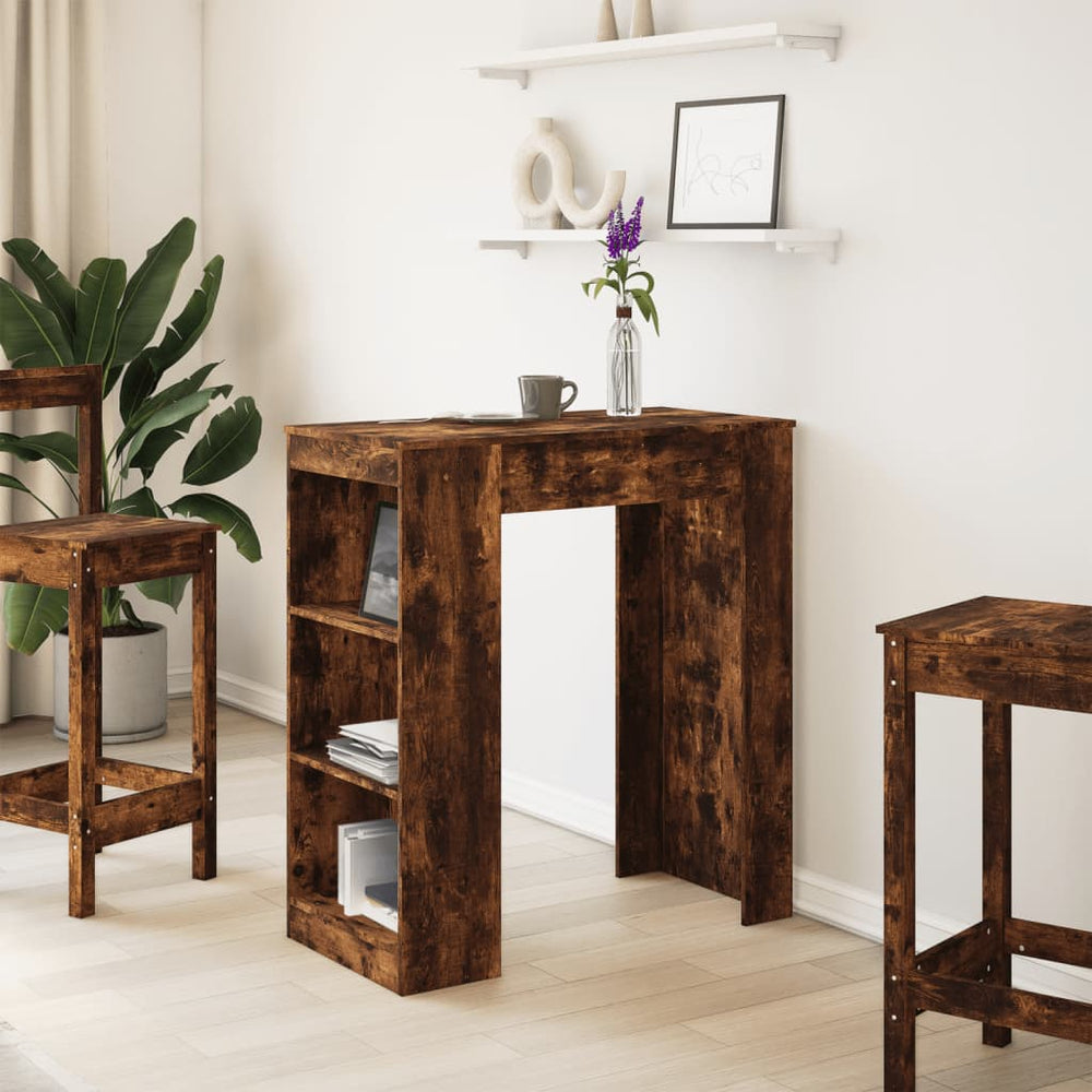 Bar table with shelves, smoky, 95x47x103.5cm, wood