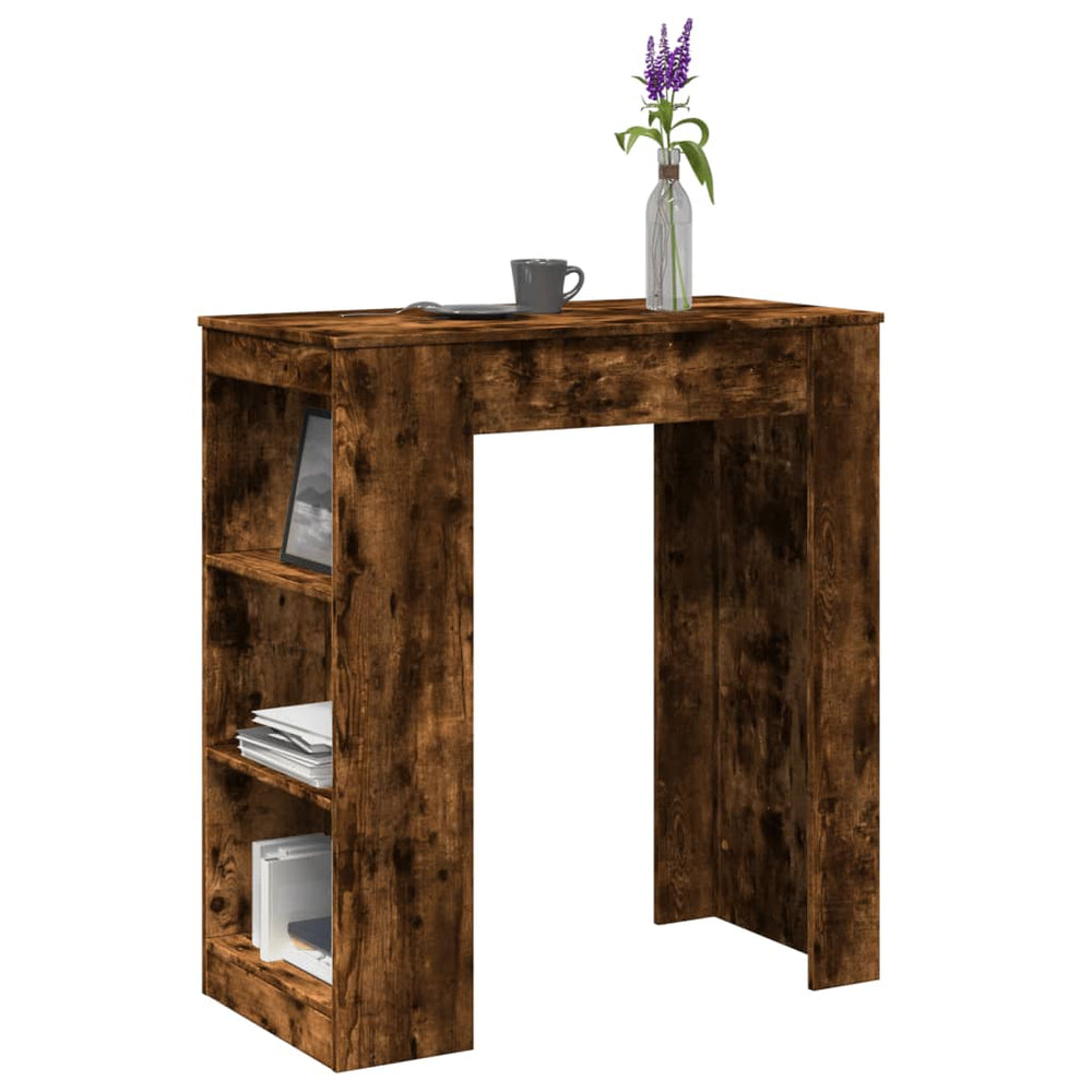 Bar table with shelves, smoky, 95x47x103.5cm, wood