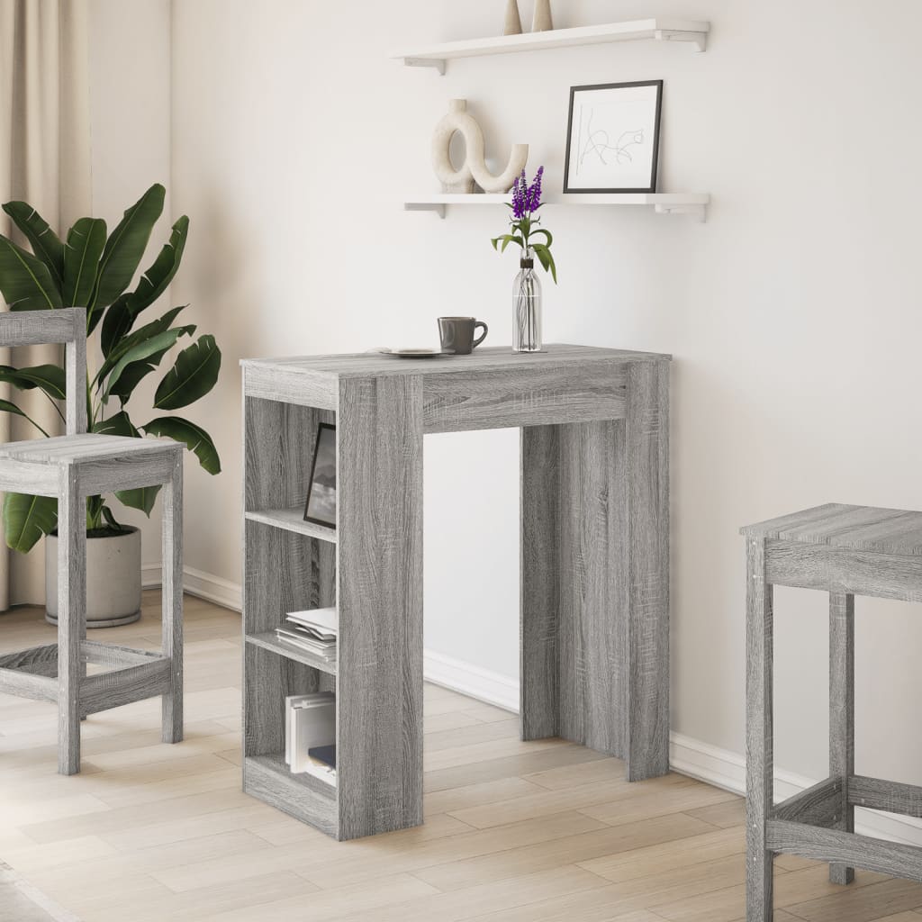 Bar table with shelves, grey, 95x47x103.5cm, wood