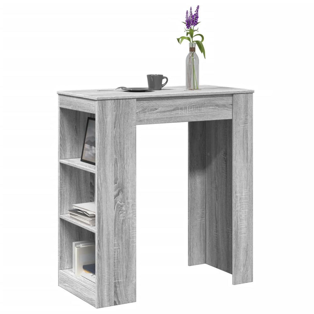Bar table with shelves, grey, 95x47x103.5cm, wood