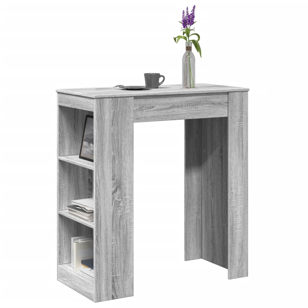 Bar table with shelves, grey, 95x47x103.5cm, wood