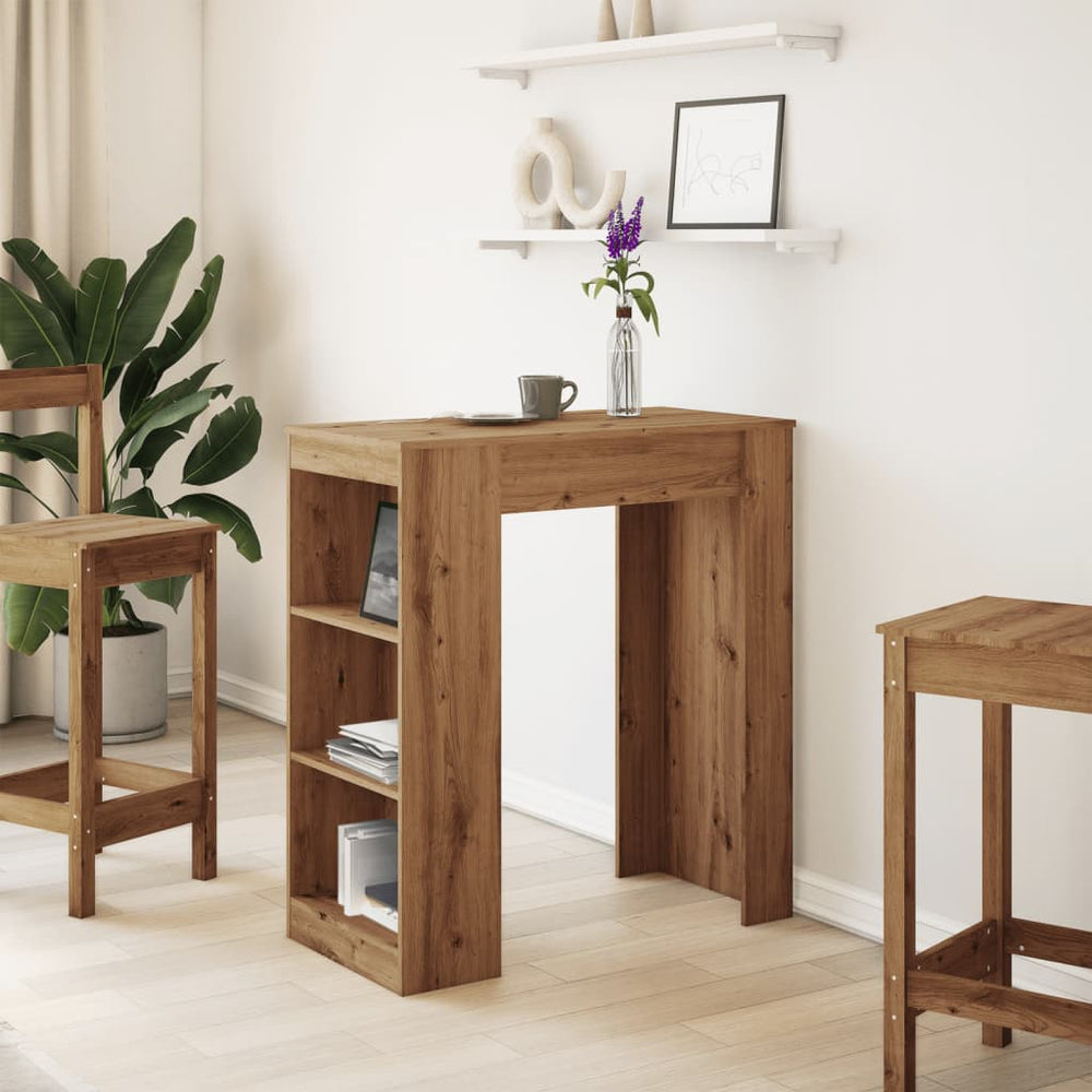 Bar table with shelves, artisan, 95x47x103.5cm, wood