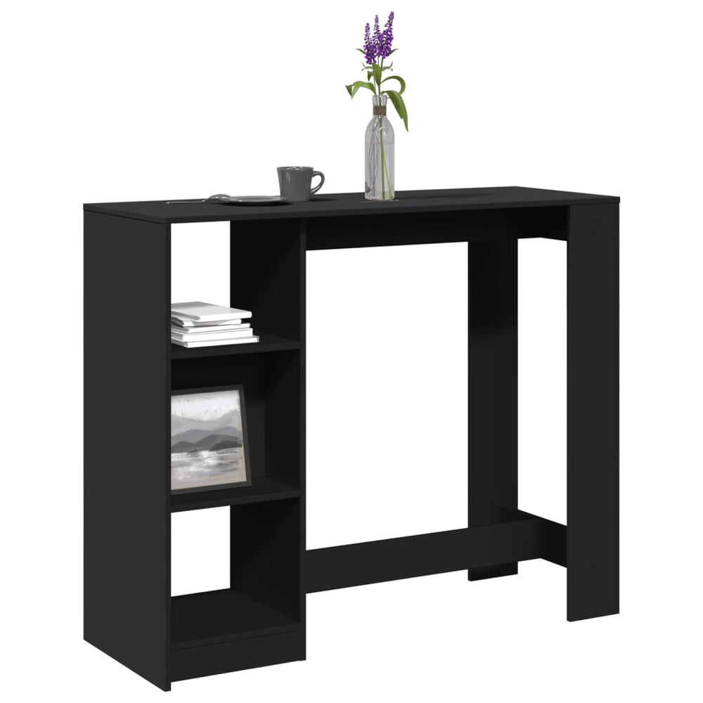 Bar table with shelf, black, 124x46x103.5cm, wood