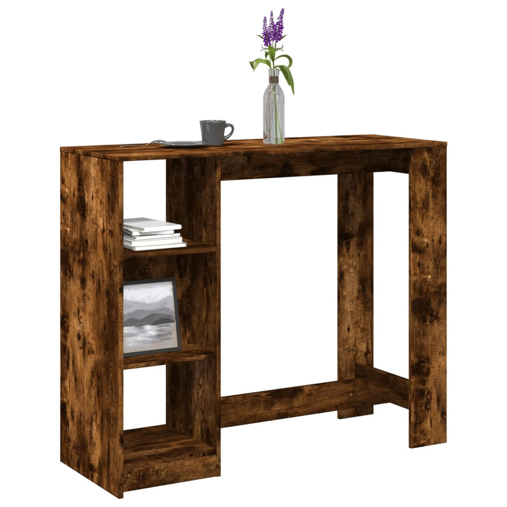 Bar table with shelf, smoky oak, 124x46x103.5cm, wood