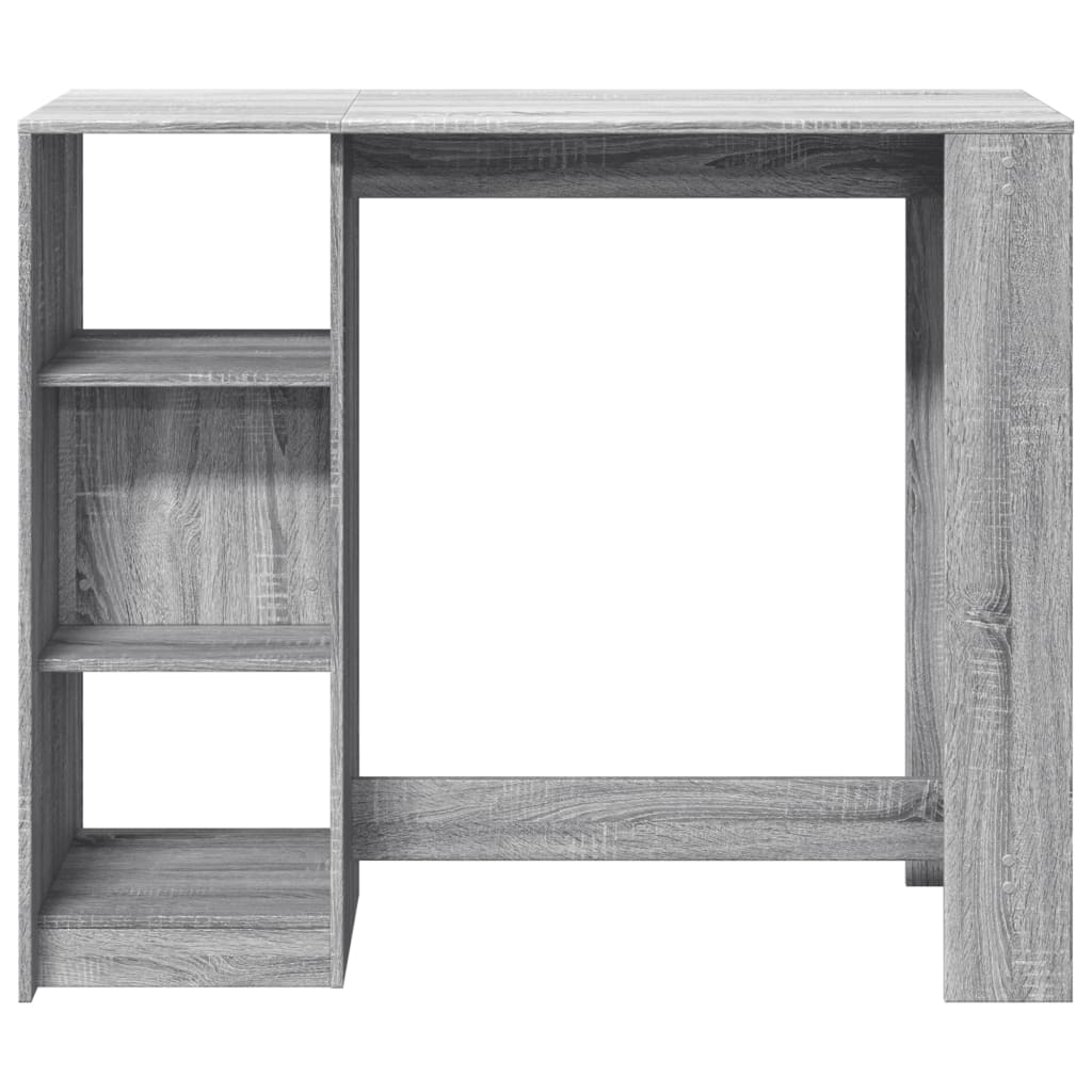 Bar table with shelf, grey oak, 124x46x103.5cm, wood