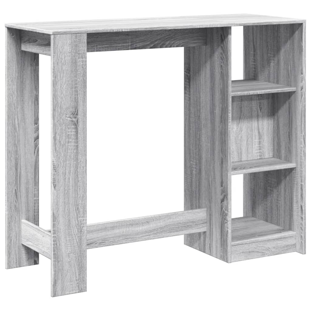 Bar table with shelf, grey oak, 124x46x103.5cm, wood