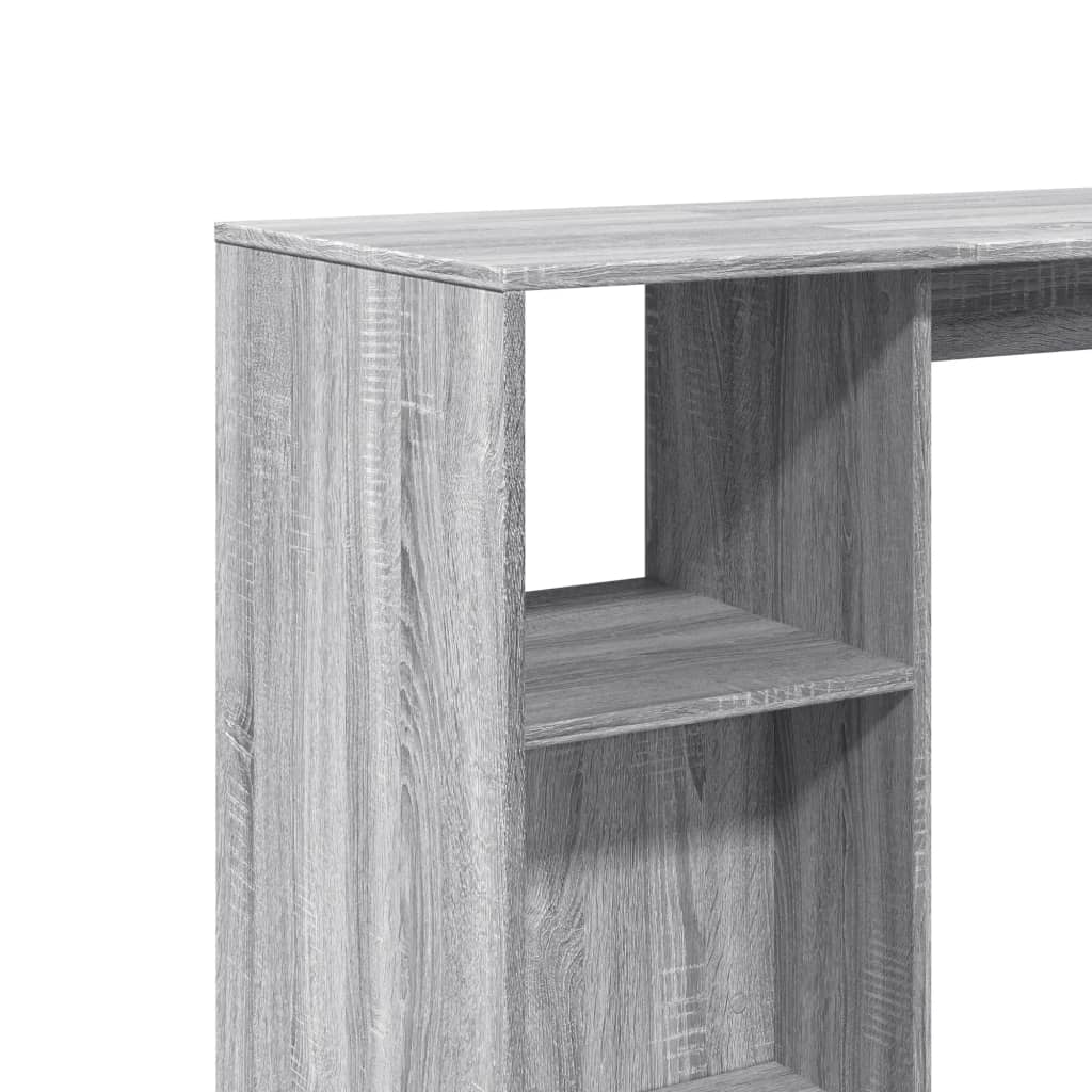 Bar table with shelf, grey oak, 124x46x103.5cm, wood