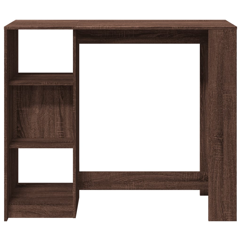 Bar table with shelf, brown oak, 124x46x103.5cm, wood